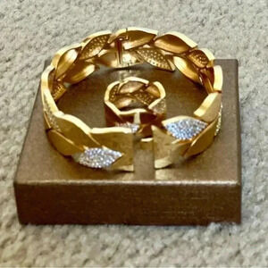 Gold/Sterling Silver open up Bangle with matching ring